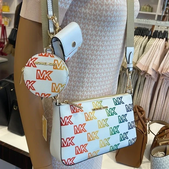 MICHAEL KORS JET SET TRAVEL SMALL SHOULDER CROSSBODY BAG WITH TECH ATTCH AIRPOD